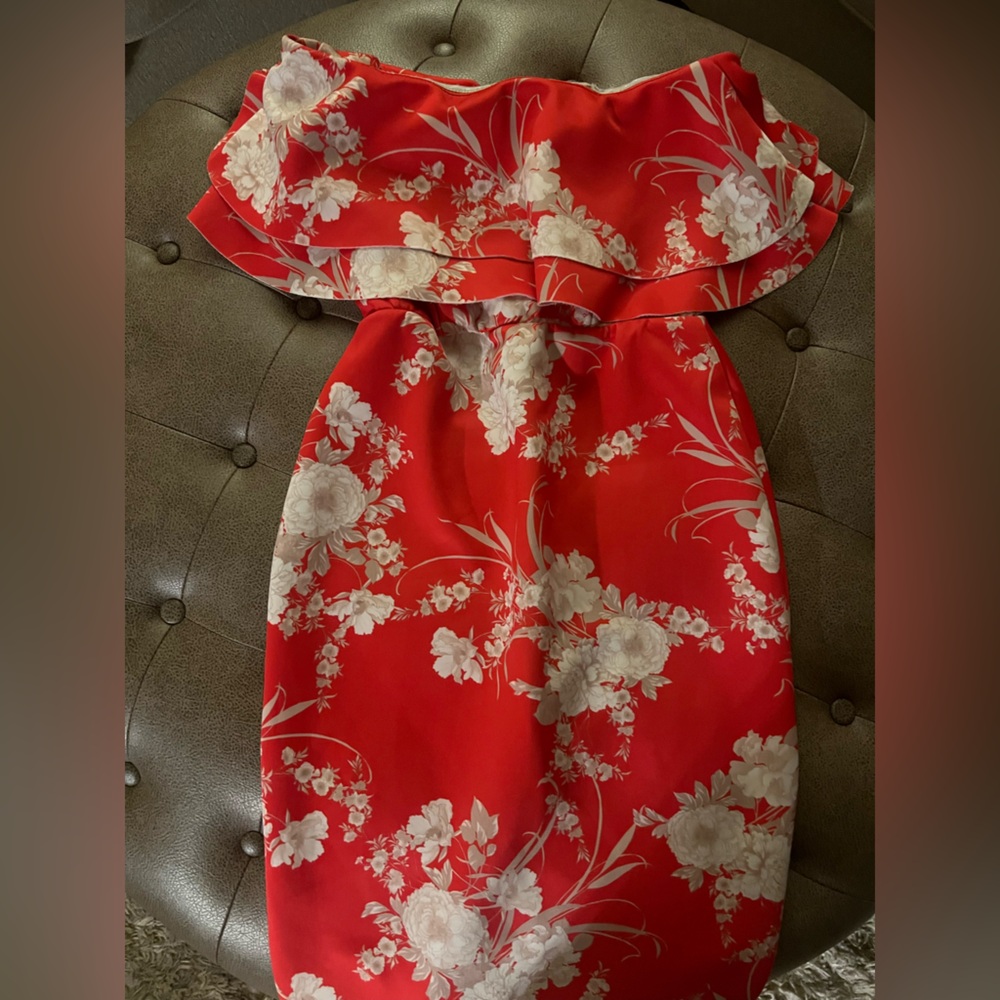 ASOS Red Floral Midi Dress